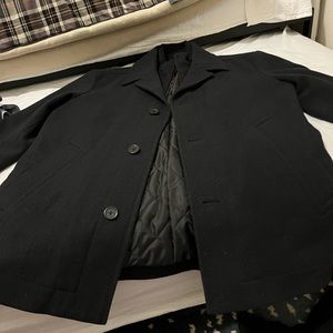 Jos. A. Bank coat. Black with zip and button detail. Large.